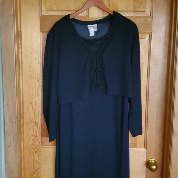 Coldwater Creek Embellished Neck Line SL Midi Event Sz PL Dress Matching Jacket - Picture 2 of 11